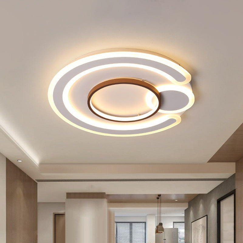 Nordic Geometrical LED Flush Mount Acrylic Living Room Flushmount Ceiling Light in Coffee Coffee Clearhalo 'Ceiling Lights' 'Close To Ceiling Lights' 'Close to ceiling' 'Flush mount' Lighting' 2217836