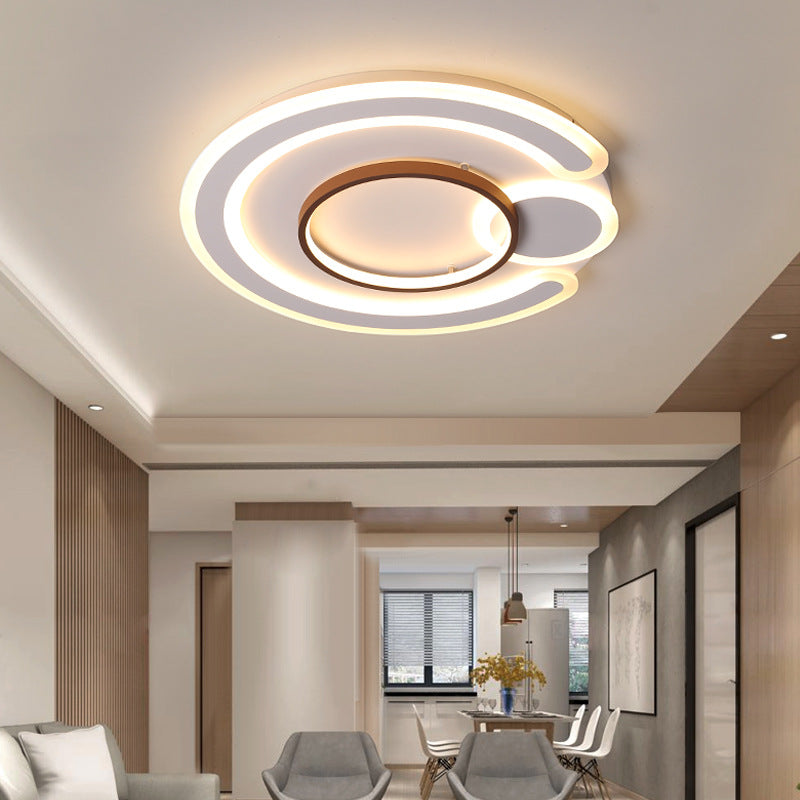 Nordic Geometrical LED Flush Mount Acrylic Living Room Flushmount Ceiling Light in Coffee Coffee 24.5" Clearhalo 'Ceiling Lights' 'Close To Ceiling Lights' 'Close to ceiling' 'Flush mount' Lighting' 2217839