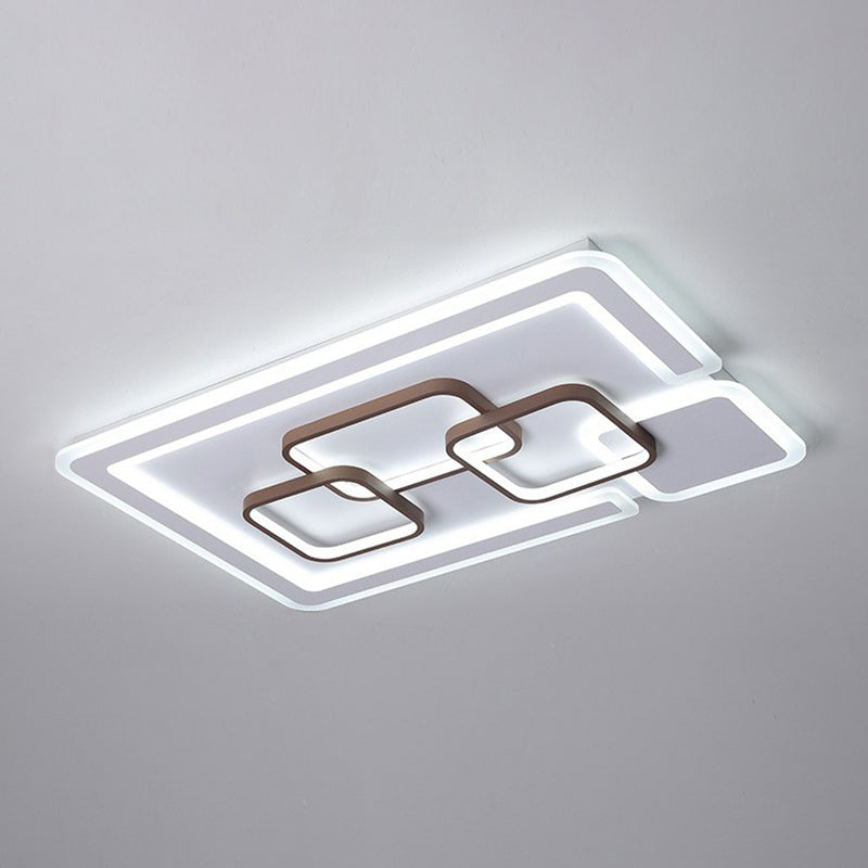 Nordic Geometrical LED Flush Mount Acrylic Living Room Flushmount Ceiling Light in Coffee Clearhalo 'Ceiling Lights' 'Close To Ceiling Lights' 'Close to ceiling' 'Flush mount' Lighting' 2217840