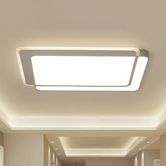 Ultra-Thin Flush Ceiling Light Contemporary Acrylic Living Room LED Flush Mount Lighting Fixture in White White Rectangle Clearhalo 'Ceiling Lights' 'Close To Ceiling Lights' 'Close to ceiling' 'Flush mount' Lighting' 2217874