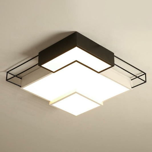 Extra-Thin Living Room LED Flush Mount Light Acrylic Modern LED Flush Ceiling Light Fixture in Black and White Black-White 19.5" Remote Control Stepless Dimming Clearhalo 'Ceiling Lights' 'Close To Ceiling Lights' 'Close to ceiling' 'Flush mount' Lighting' 2217885