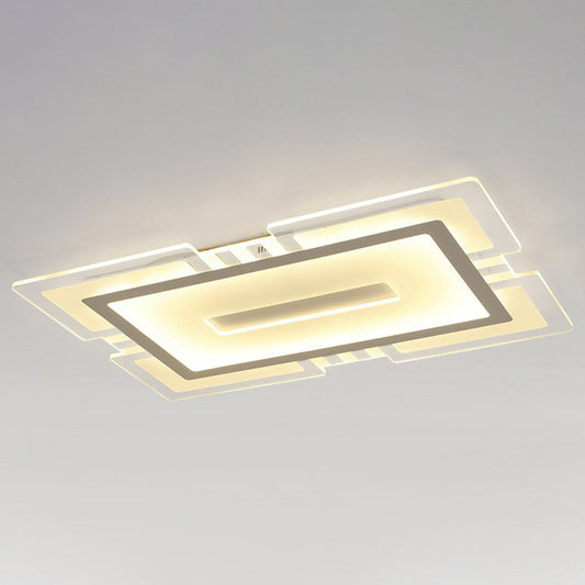 Ultra-Thin Rectangular Living Room Flush Mount Lighting Acrylic Minimalist LED Flush Mount Fixture in Clear Clearhalo 'Ceiling Lights' 'Close To Ceiling Lights' 'Close to ceiling' 'Flush mount' Lighting' 2217971