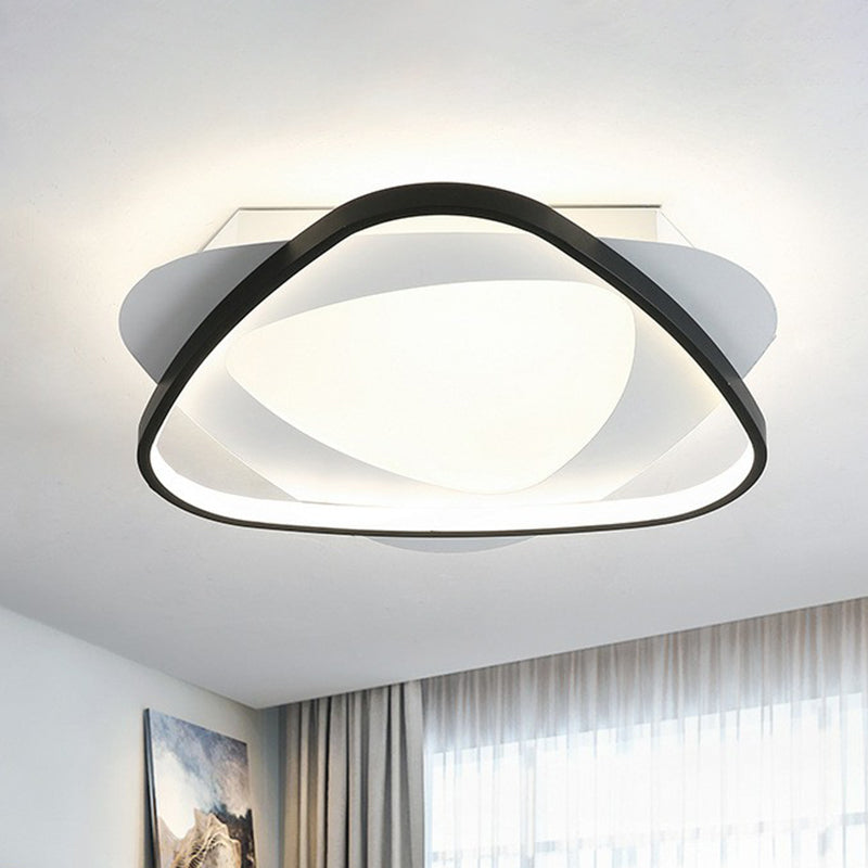 Triangle Metallic Flush Light Modern Style Black LED Flush Ceiling Light Fixture for Bedroom Black Third Gear Clearhalo 'Ceiling Lights' 'Close To Ceiling Lights' 'Close to ceiling' 'Flush mount' Lighting' 2217993