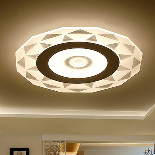 Circular Living Room Flush Light Metallic Modern Style LED Flush Ceiling Light Fixture in Clear Clear Warm Clearhalo 'Ceiling Lights' 'Close To Ceiling Lights' 'Close to ceiling' 'Flush mount' Lighting' 2218051