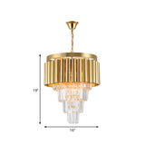 Postmodern Conical Chandelier Light Crystal and Metal 5/8/10 Lights Living Room Ceiling Light in Gold, 16"/19.5"/23.5" Wide Clearhalo 'Ceiling Lights' 'Chandeliers' 'Modern Chandeliers' 'Modern' Lighting' 221815