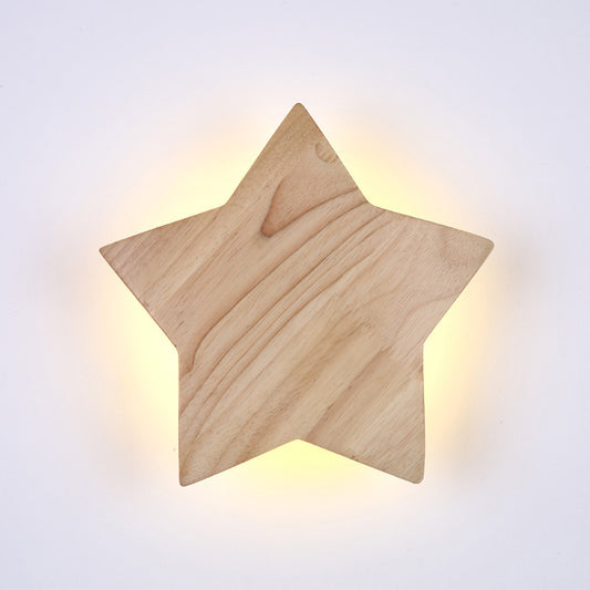 Star Shaped LED Wall Lighting Ideas Contemporary Wood Living Room Sconce Light Fixture Clearhalo 'Modern wall lights' 'Modern' 'Wall Lamps & Sconces' 'Wall Lights' Lighting' 2218186