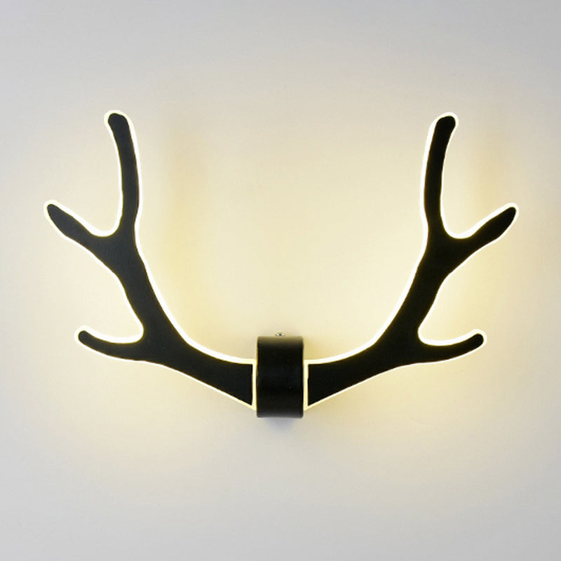 Nordic Deer Under Tree Mural Lamp Acrylic Workshop LED Wall Sconce in Wood  with Pull Chain - Clearhalo