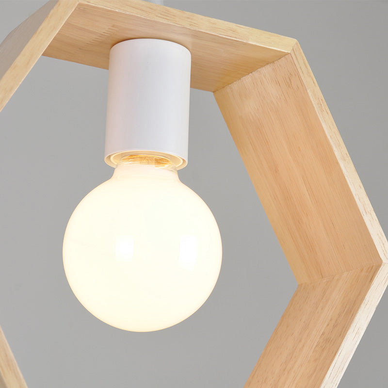 Contemporary Geometric Frame Pendant Light Wood Single-Bulb Suspension Light Fixture Clearhalo 'Ceiling Lights' 'Modern Pendants' 'Modern' 'Pendant Lights' 'Pendants' Lighting' 2218220