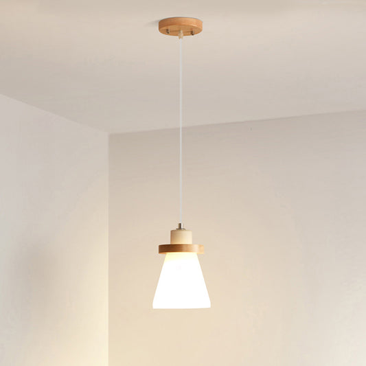 White Glass Conical Suspension Lighting Japanese 1 Bulb Pendant Ceiling Light for Dining Room Clearhalo 'Ceiling Lights' 'Lighting' 'Pendant Lights' 2218230_c71ab459-86f6-49e9-9703-d1d1b5d0067e