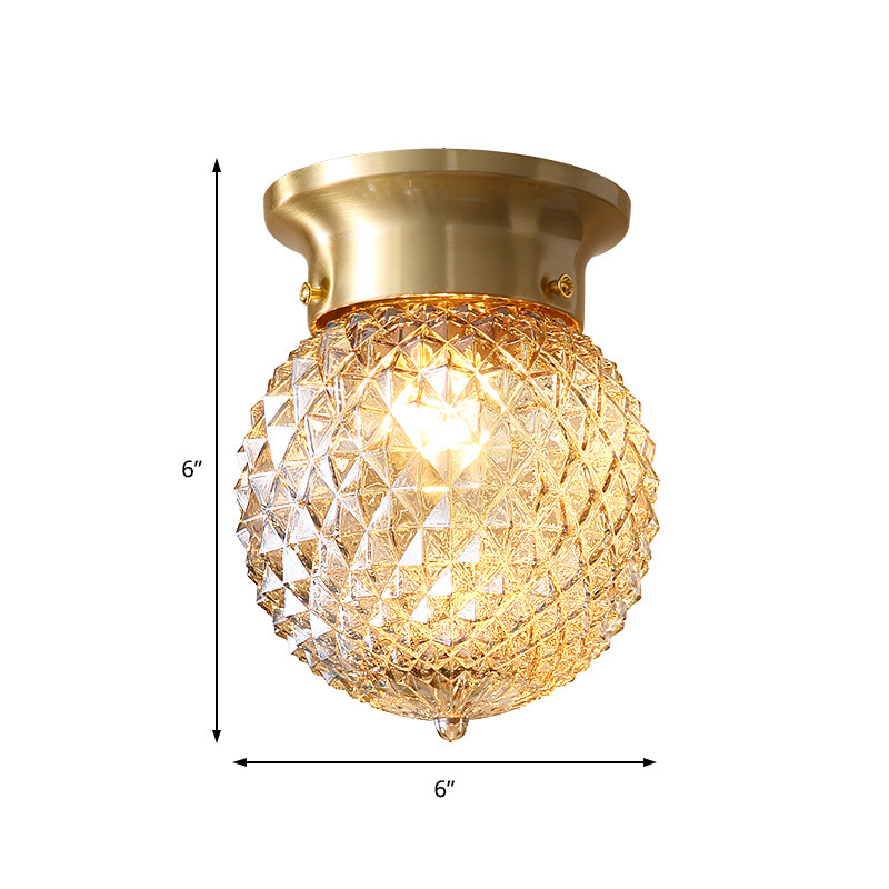 Contemporary 1 Light Flush Mount Light with Crystal Shade Brass Round/Oval Ceiling Light Fixture Clearhalo 'Ceiling Lights' 'Close To Ceiling Lights' 'Close to ceiling' 'Flush mount' Lighting' 221941