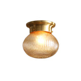 Contemporary 1 Light Flush Mount Light with Crystal Shade Brass Round/Oval Ceiling Light Fixture Clearhalo 'Ceiling Lights' 'Close To Ceiling Lights' 'Close to ceiling' 'Flush mount' Lighting' 221944