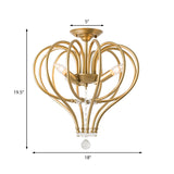 Gold Crown Semi Flush Light Fixture Contemporary 3 Lights Metal Close to Ceiling Light with Crystal Drop Clearhalo 'Ceiling Lights' 'Close To Ceiling Lights' 'Close to ceiling' 'Semi-flushmount' Lighting' 221991