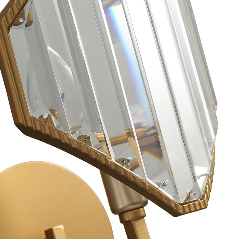 Brass Rhombus Wall Light Sconce Contemporary Style 1 Light Metal Wall Lamp with Clear Crystal Prism Clearhalo 'Cast Iron' 'Glass' 'Industrial' 'Modern wall lights' 'Modern' 'Tiffany' 'Traditional wall lights' 'Wall Lamps & Sconces' 'Wall Lights' Lighting' 222095