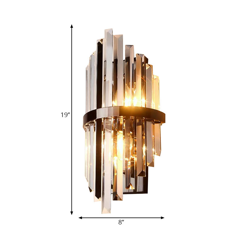 Clear Crystal Prism Sconce Lighting Modernist Style 1 Lights Black Finish Wall Mounted Lamp for Bedside Clearhalo 'Modern wall lights' 'Modern' 'Wall Lamps & Sconces' 'Wall Lights' Lighting' 222161