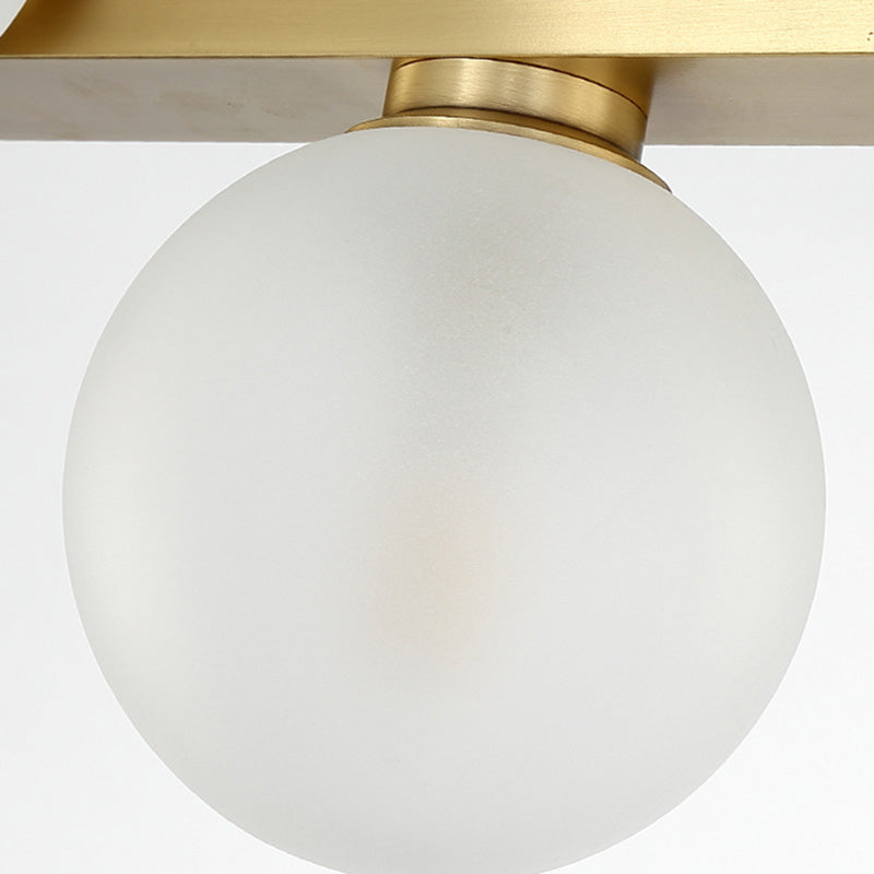 Spherical Frosted Glass Hanging Pendant Light Traditional 7/12 Lights Dining Room Island Lighting Fixture in Gold Clearhalo 'Ceiling Lights' 'Glass shade' 'Glass' 'Island Lights' Lighting' 222270