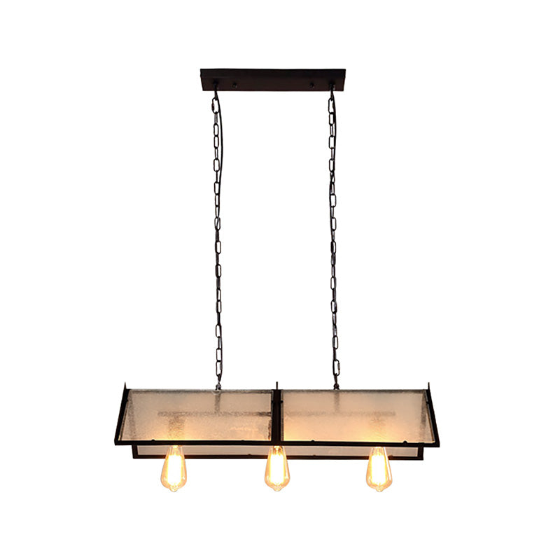 3/5 Lights Island Lamp Classic Exposed Bulb Frosted Glass Hanging Ceiling Light in Black Clearhalo 'Ceiling Lights' 'Glass shade' 'Glass' 'Island Lights' Lighting' 222342