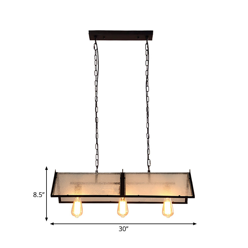 3/5 Lights Island Lamp Classic Exposed Bulb Frosted Glass Hanging Ceiling Light in Black Clearhalo 'Ceiling Lights' 'Glass shade' 'Glass' 'Island Lights' Lighting' 222343