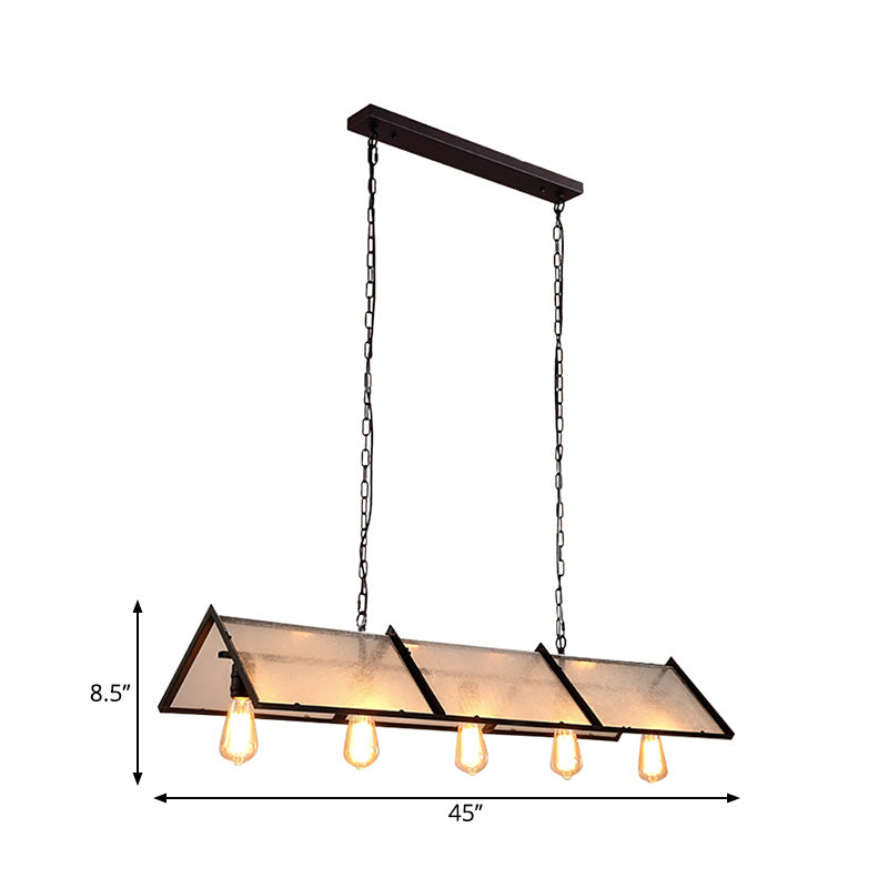 3/5 Lights Island Lamp Classic Exposed Bulb Frosted Glass Hanging Ceiling Light in Black Clearhalo 'Ceiling Lights' 'Glass shade' 'Glass' 'Island Lights' Lighting' 222347