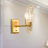 Clear Water Glass Wall Sconce Lighting Contemporary 1/2-Light Brass Wall Mount Lamp with Oval Shape for Bedside Clearhalo 'Modern wall lights' 'Modern' 'Wall Lamps & Sconces' 'Wall Lights' Lighting' 222349