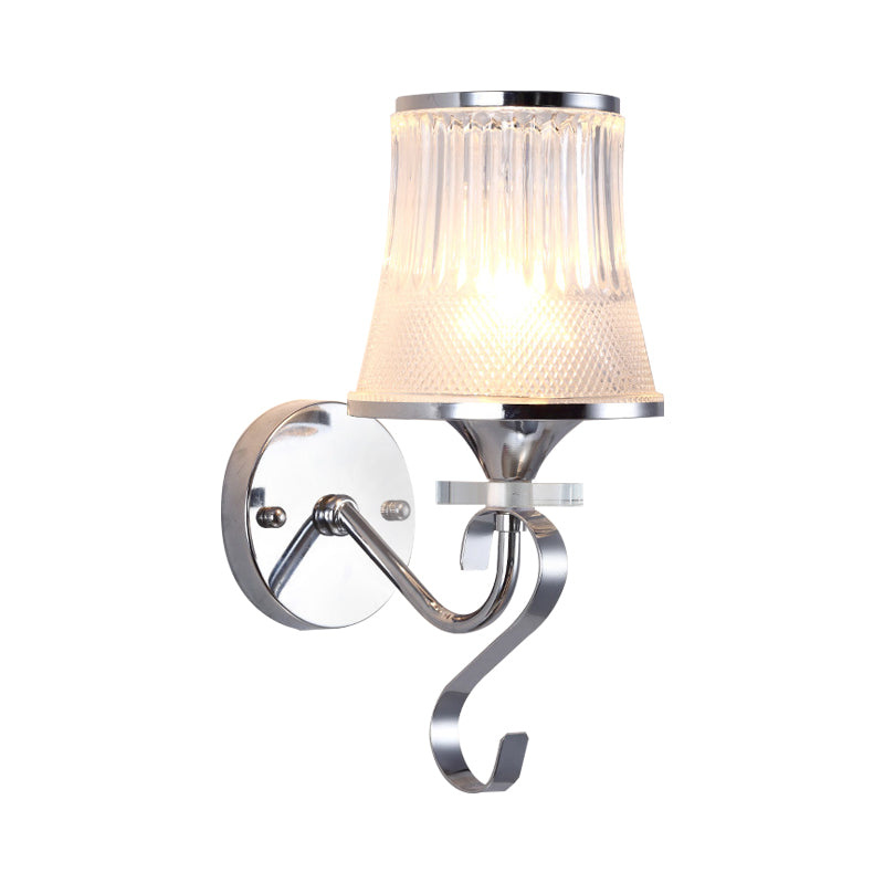 Frosted Glass Bell Wall Light Fixture Modernism Style 1 Light Chrome Sconce Lighting for Bedroom Clearhalo 'Modern wall lights' 'Modern' 'Wall Lamps & Sconces' 'Wall Lights' Lighting' 222423