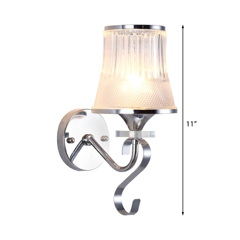 Frosted Glass Bell Wall Light Fixture Modernism Style 1 Light Chrome Sconce Lighting for Bedroom Clearhalo 'Modern wall lights' 'Modern' 'Wall Lamps & Sconces' 'Wall Lights' Lighting' 222424