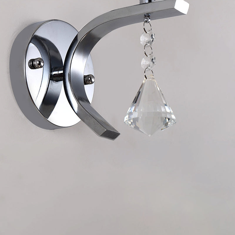 Frosted Glass Bell Wall Light Fixture Modernism Style 1 Light Chrome Sconce Lighting for Bedroom Clearhalo 'Modern wall lights' 'Modern' 'Wall Lamps & Sconces' 'Wall Lights' Lighting' 222428