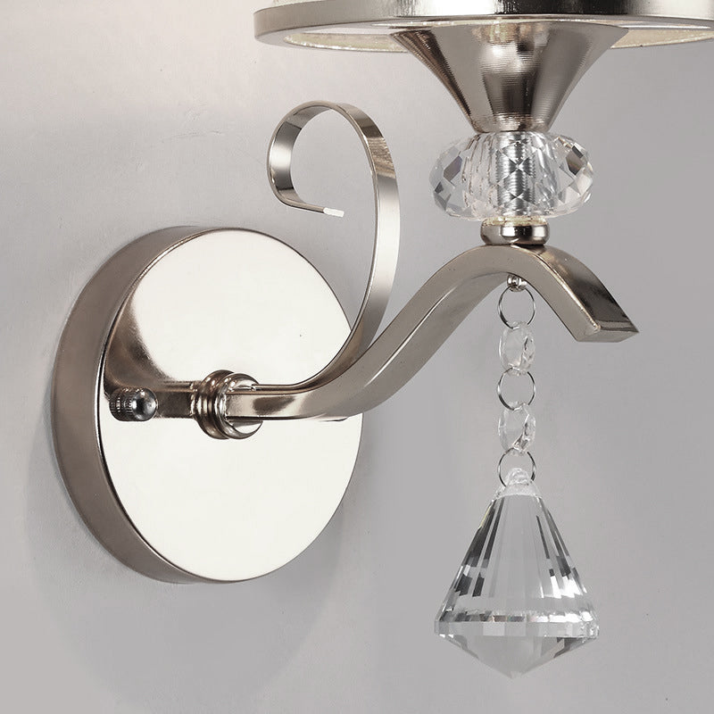 Frosted Glass Bell Wall Light Fixture Modernism Style 1 Light Chrome Sconce Lighting for Bedroom Clearhalo 'Modern wall lights' 'Modern' 'Wall Lamps & Sconces' 'Wall Lights' Lighting' 222432