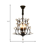 Black/Gold Branch Chandelier Light Modernism Crystal 3 Bulbs Hanging Lamp for Dining Room Clearhalo 'Ceiling Lights' 'Chandeliers' 'Modern Chandeliers' 'Modern' Lighting' 222449