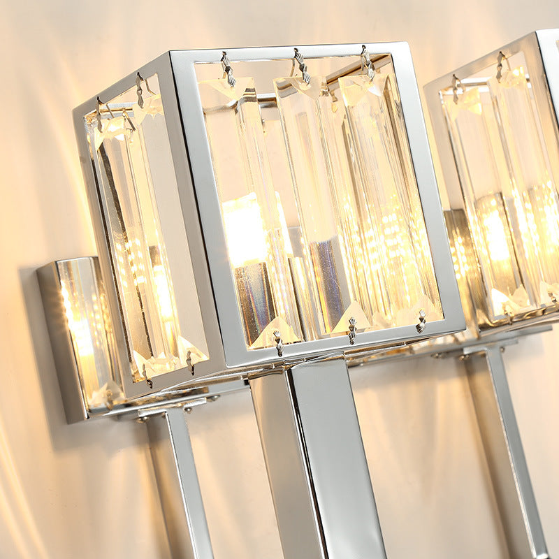 Rectangular Wall Sconce Modern Style Metal 1/2-Light Chrome Finish Wall Mount Light with Clear Crystal Accent Clearhalo 'Modern wall lights' 'Modern' 'Wall Lamps & Sconces' 'Wall Lights' Lighting' 222460