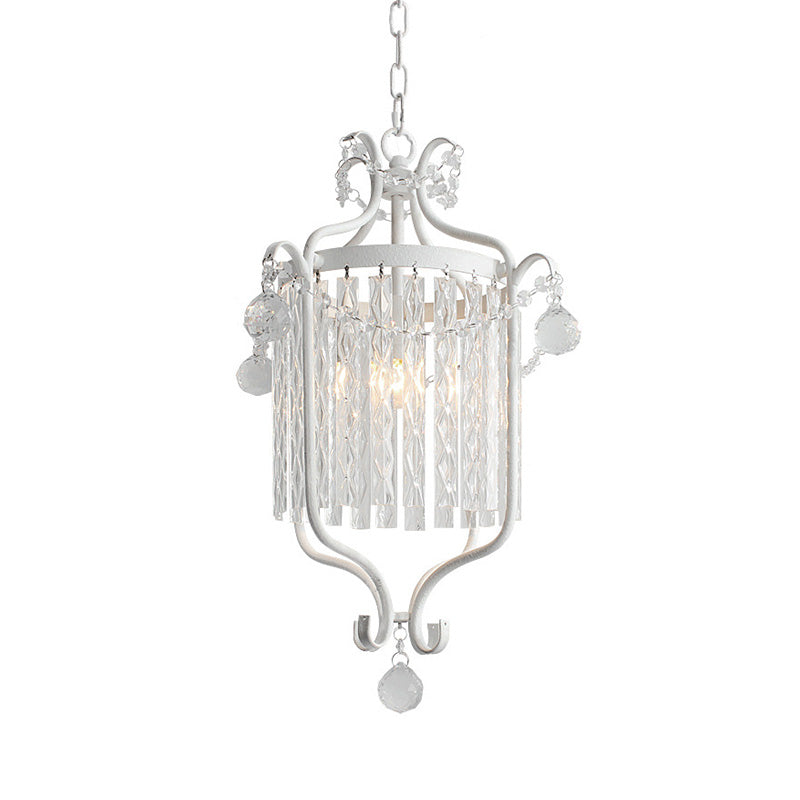 Modernism 1 Light Hanging Ceiling Light Black/White Bird Cage Pendant Light Fixture with Crystal Shade Clearhalo 'Ceiling Lights' 'Modern Pendants' 'Modern' 'Pendant Lights' 'Pendants' Lighting' 222470