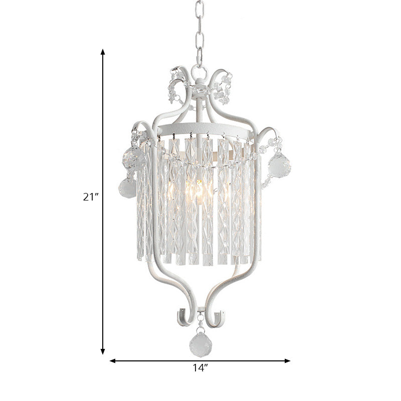 Modernism 1 Light Hanging Ceiling Light Black/White Bird Cage Pendant Light Fixture with Crystal Shade Clearhalo 'Ceiling Lights' 'Modern Pendants' 'Modern' 'Pendant Lights' 'Pendants' Lighting' 222471