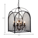 Mesh Cage Chandelier Lamp Modernism Crystal 4 Heads Hanging Light Kit in Black for Living Room Clearhalo 'Ceiling Lights' 'Chandeliers' 'Glass shade' 'Glass' 'Modern Chandeliers' 'Modern' Lighting' 222477