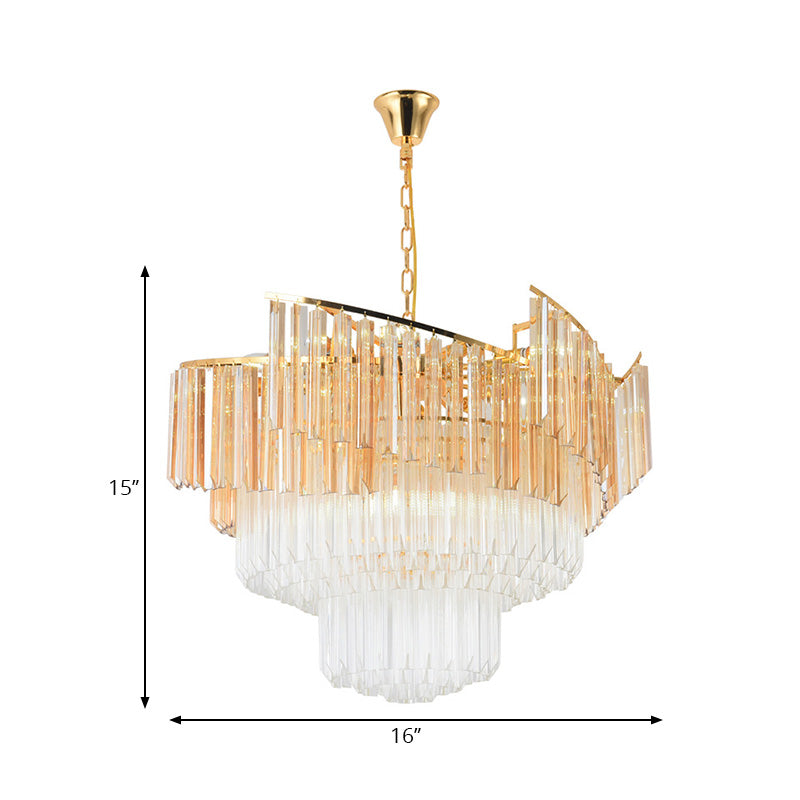 LED Tiered Chandelier Light Contemporary Crystal Hanging Ceiling Light in Gold for Bedroom Clearhalo 'Ceiling Lights' 'Chandeliers' 'Modern Chandeliers' 'Modern' Lighting' 222491