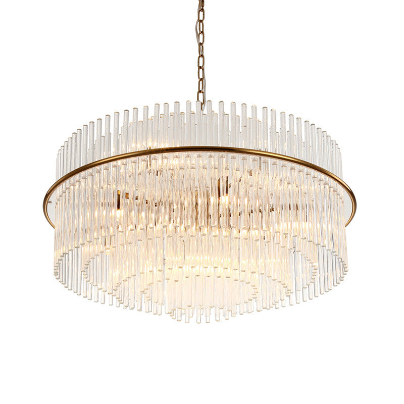 Modernism Tiered Ceiling Chandelier Crystal 9 Heads Pendant Light Fixture in Gold with Metal Chain Clearhalo 'Ceiling Lights' 'Chandeliers' 'Modern Chandeliers' 'Modern' Lighting' 222494