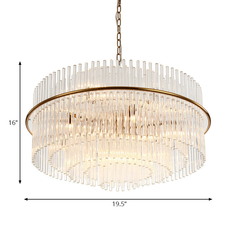 Modernism Tiered Ceiling Chandelier Crystal 9 Heads Pendant Light Fixture in Gold with Metal Chain Clearhalo 'Ceiling Lights' 'Chandeliers' 'Modern Chandeliers' 'Modern' Lighting' 222495