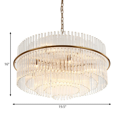 Modernism Tiered Ceiling Chandelier Crystal 9 Heads Pendant Light Fixture in Gold with Metal Chain Clearhalo 'Ceiling Lights' 'Chandeliers' 'Modern Chandeliers' 'Modern' Lighting' 222495