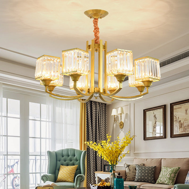 Sputnik Chandelier Pendant Light Minimalist Crystal 3/6/8 Lights Gold Hanging Ceiling Light Living Room 8 Gold Clearhalo 'Ceiling Lights' 'Chandeliers' 'Modern Chandeliers' 'Modern' Lighting' 222521