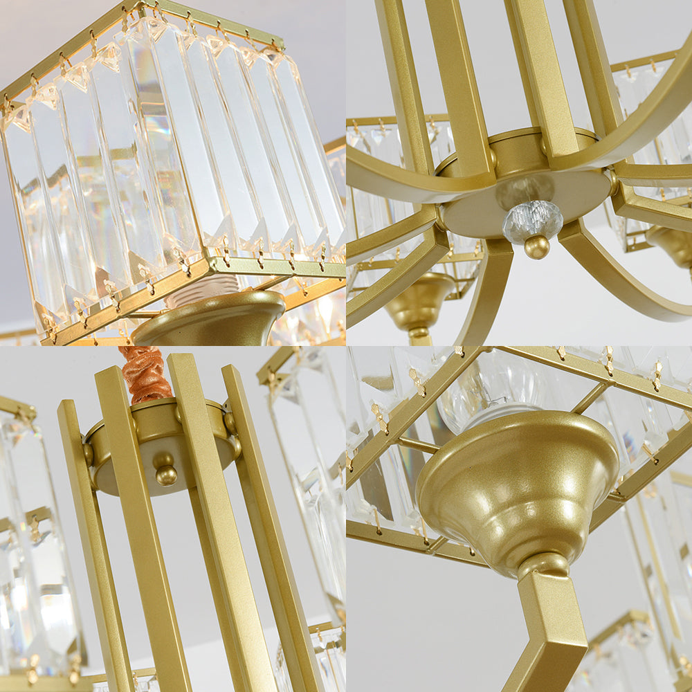 Sputnik Chandelier Pendant Light Minimalist Crystal 3/6/8 Lights Gold Hanging Ceiling Light Living Room Clearhalo 'Ceiling Lights' 'Chandeliers' 'Modern Chandeliers' 'Modern' Lighting' 222534