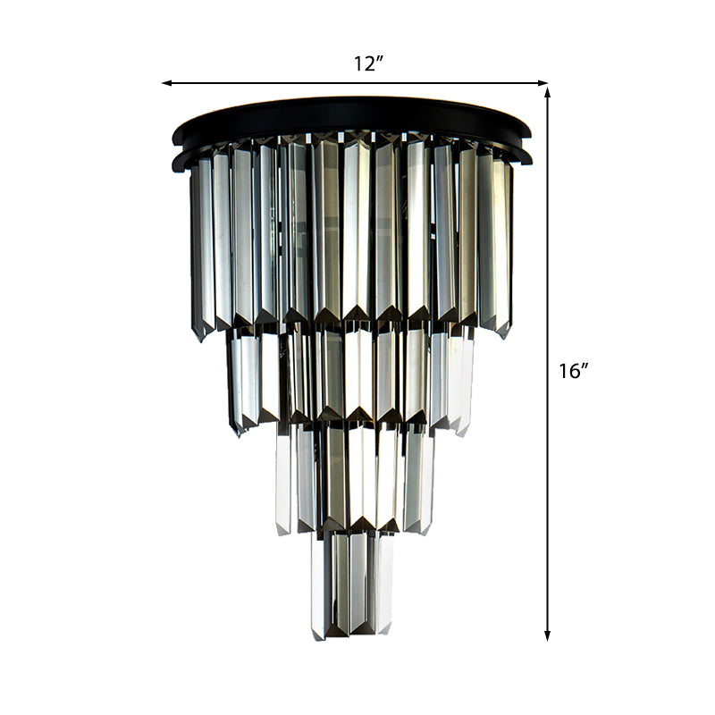 Clear/Amber Layered Wall Light Sconce Modernism Style 2 Lights Crystal Wall Mounted Lamp for Living Room Clearhalo 'Modern wall lights' 'Modern' 'Wall Lamps & Sconces' 'Wall Lights' Lighting' 222538