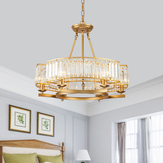 6/8 Bulbs Round Hanging Chandelier Contemporary Crystal Suspension Light in Gold with Adjustable Chain Clearhalo 'Ceiling Lights' 'Chandeliers' 'Modern Chandeliers' 'Modern' Lighting' 222570