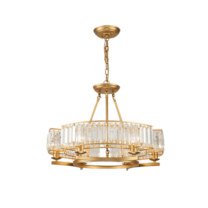6/8 Bulbs Round Hanging Chandelier Contemporary Crystal Suspension Light in Gold with Adjustable Chain Clearhalo 'Ceiling Lights' 'Chandeliers' 'Modern Chandeliers' 'Modern' Lighting' 222571