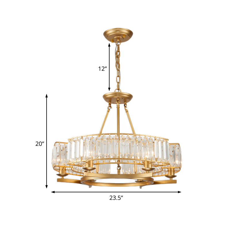 6/8 Bulbs Round Hanging Chandelier Contemporary Crystal Suspension Light in Gold with Adjustable Chain Clearhalo 'Ceiling Lights' 'Chandeliers' 'Modern Chandeliers' 'Modern' Lighting' 222572