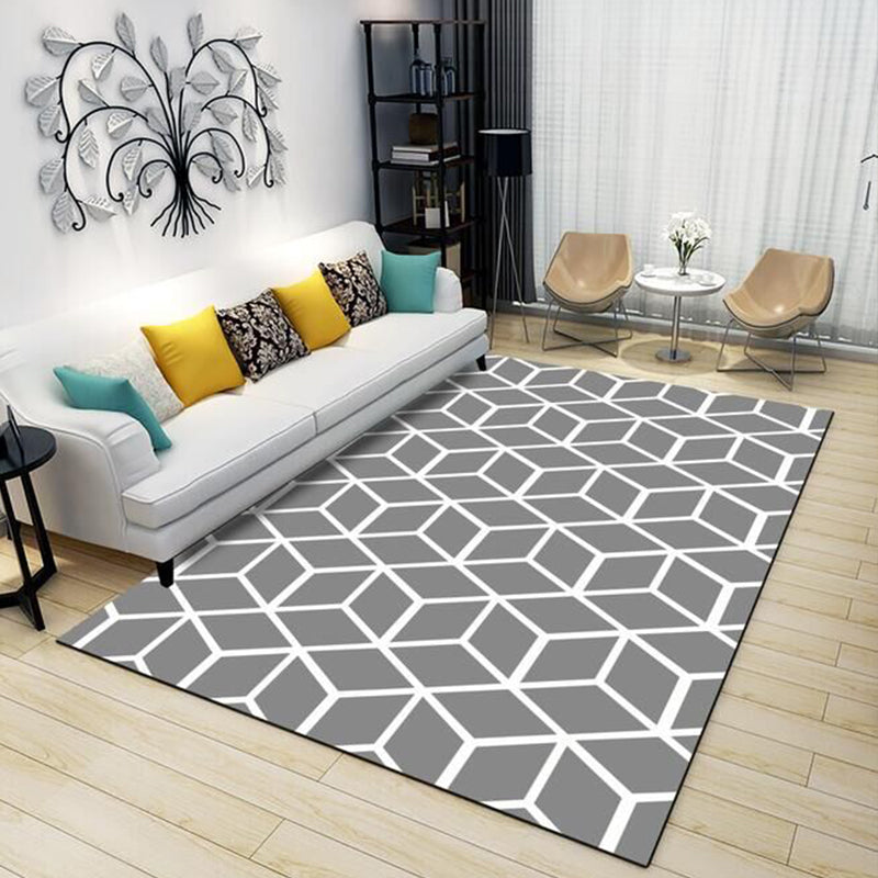 Multi-Color Living Room Rug Simple Geo Printed Carpet Cotton Blend Pet Friendly Machine Washable Rug Dark Gray Clearhalo 'Area Rug' 'Modern' 'Rugs' Rug' 2225736