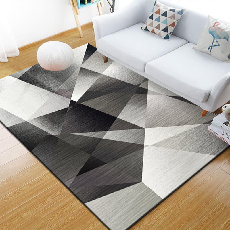 Multi-Color Living Room Rug Simple Geo Printed Carpet Cotton Blend Pet Friendly Machine Washable Rug Black-Gray Clearhalo 'Area Rug' 'Modern' 'Rugs' Rug' 2225737