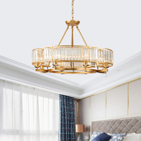 6/8 Bulbs Round Hanging Chandelier Contemporary Crystal Suspension Light in Gold with Adjustable Chain 8 Gold Clearhalo 'Ceiling Lights' 'Chandeliers' 'Modern Chandeliers' 'Modern' Lighting' 222573