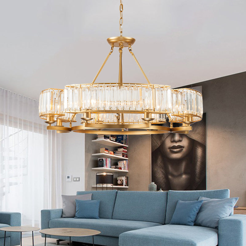 6/8 Bulbs Round Hanging Chandelier Contemporary Crystal Suspension Light in Gold with Adjustable Chain Clearhalo 'Ceiling Lights' 'Chandeliers' 'Modern Chandeliers' 'Modern' Lighting' 222574
