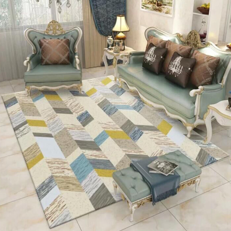 Multi-Color Living Room Rug Simple Geo Printed Carpet Cotton Blend Pet Friendly Machine Washable Rug Blue-Yellow Clearhalo 'Area Rug' 'Modern' 'Rugs' Rug' 2225741