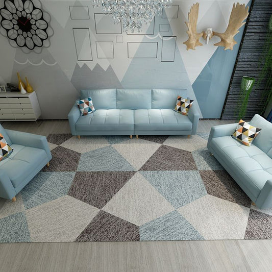 Multi-Color Living Room Rug Simple Geo Printed Carpet Cotton Blend Pet Friendly Machine Washable Rug Blue-Brown Clearhalo 'Area Rug' 'Modern' 'Rugs' Rug' 2225742