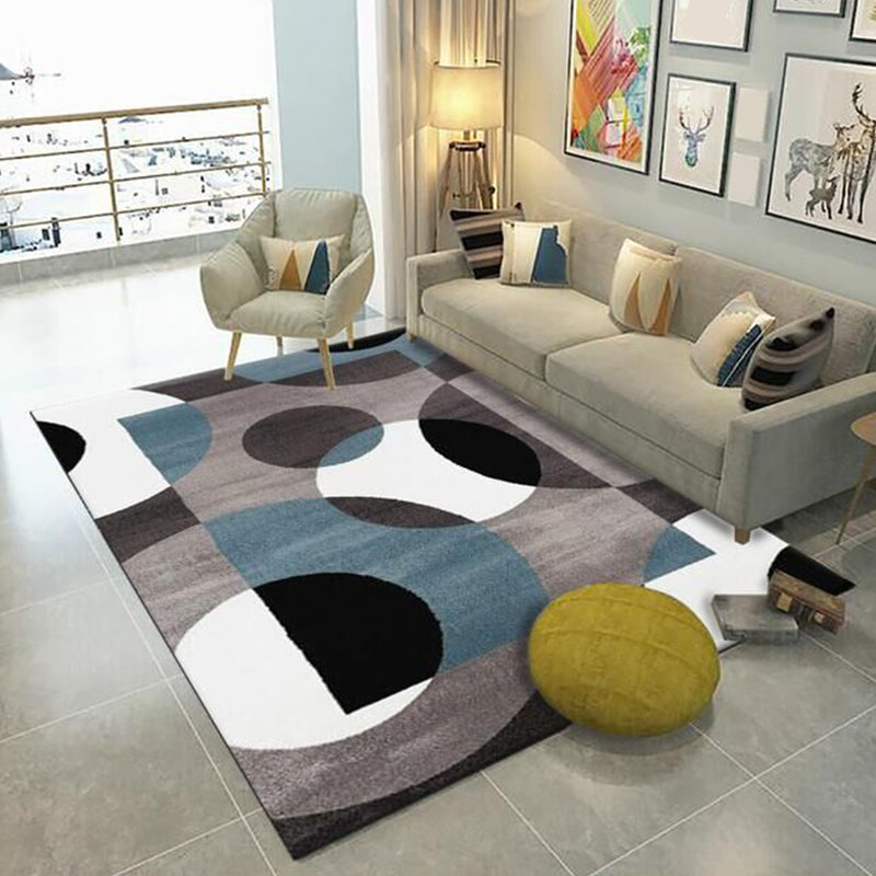 Multi-Color Living Room Rug Simple Geo Printed Carpet Cotton Blend Pet Friendly Machine Washable Rug White-Black Clearhalo 'Area Rug' 'Modern' 'Rugs' Rug' 2225746