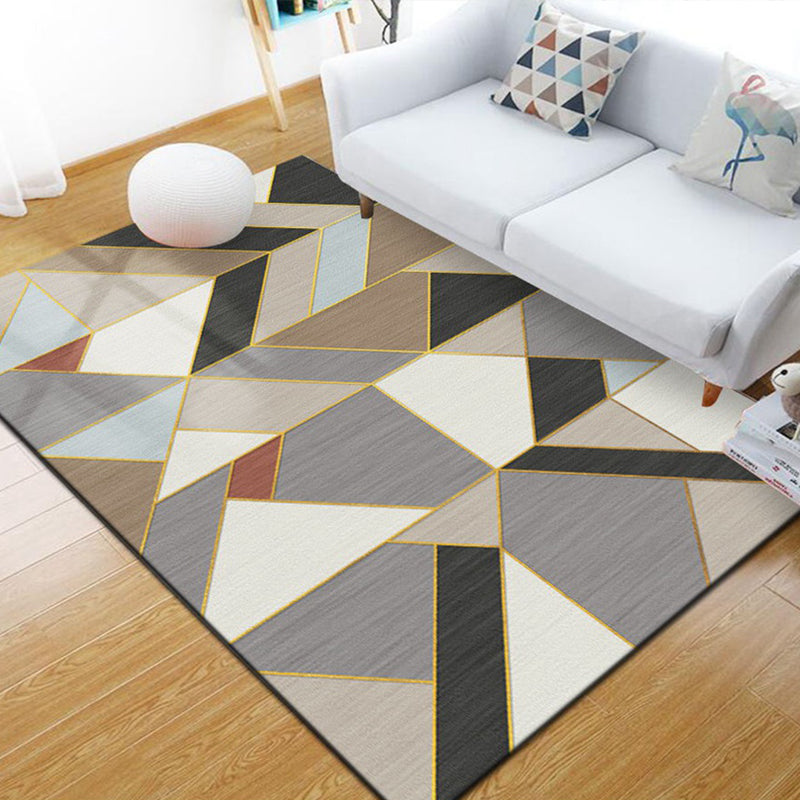 Multi-Color Living Room Rug Simple Geo Printed Carpet Cotton Blend Pet Friendly Machine Washable Rug Black Clearhalo 'Area Rug' 'Modern' 'Rugs' Rug' 2225747